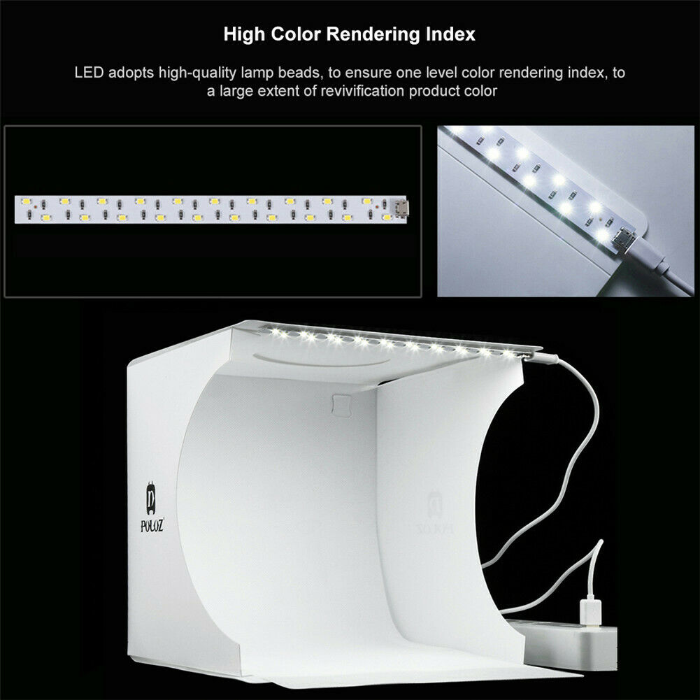 Portable Folding Lightbox Photography LED Light Room Photo Studio Light Tent Soft Box Backdrops for Digital DSLR Camera