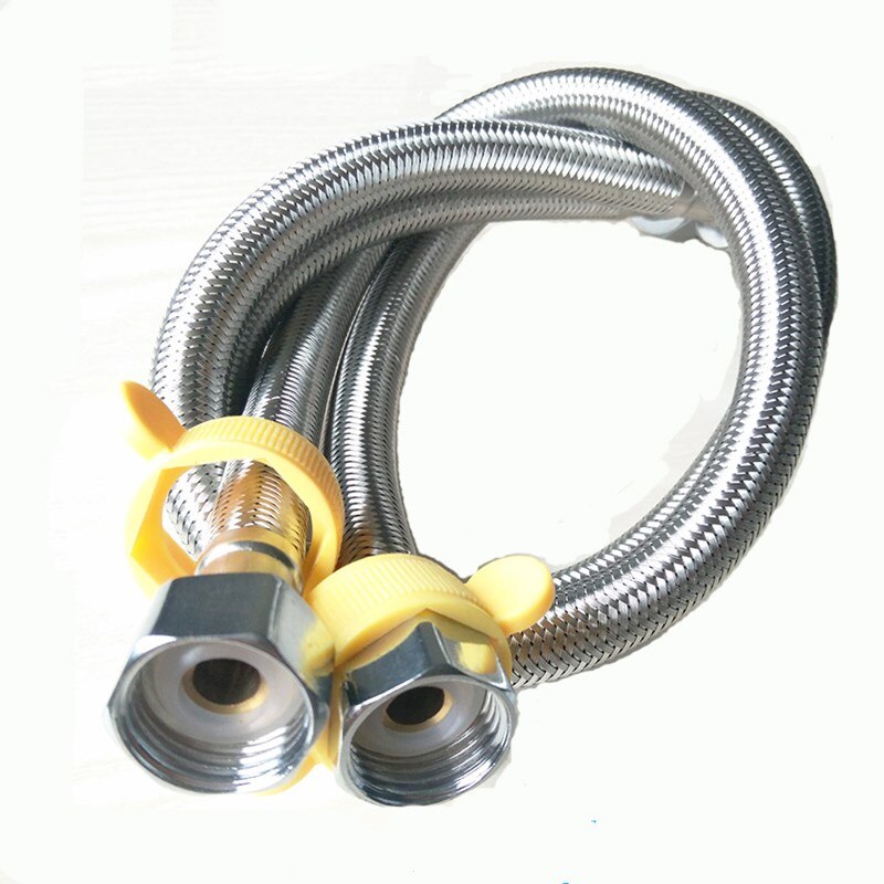 Double head stainless steel wire braided pipe 304 toilet water inlet hose 4 points and cold high pressure explosion proof co