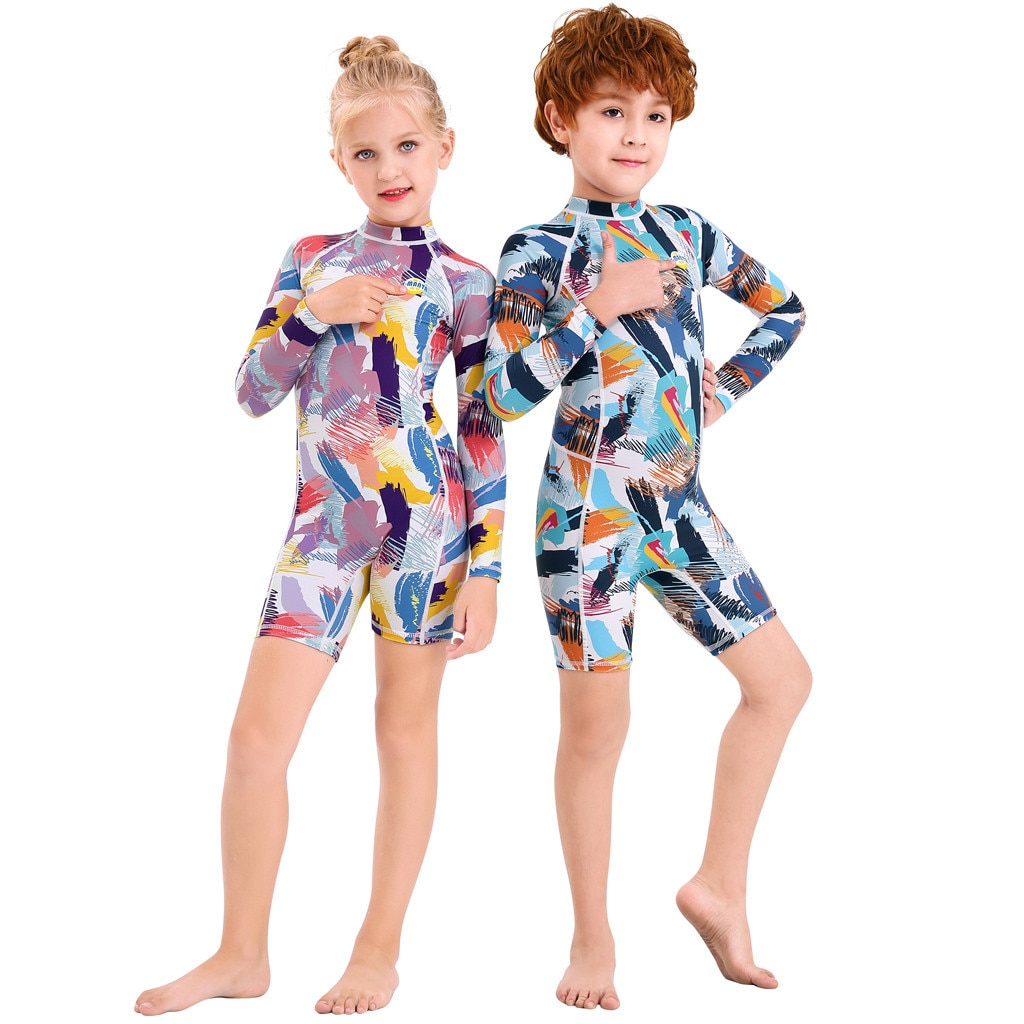 Telotuny Kids Baby Meisjes Jongen Bescherming Een Stuk Zon Rash Guard Upf 50 + Badpak Wetsuit Infant Kids Baby mode 2-10Y