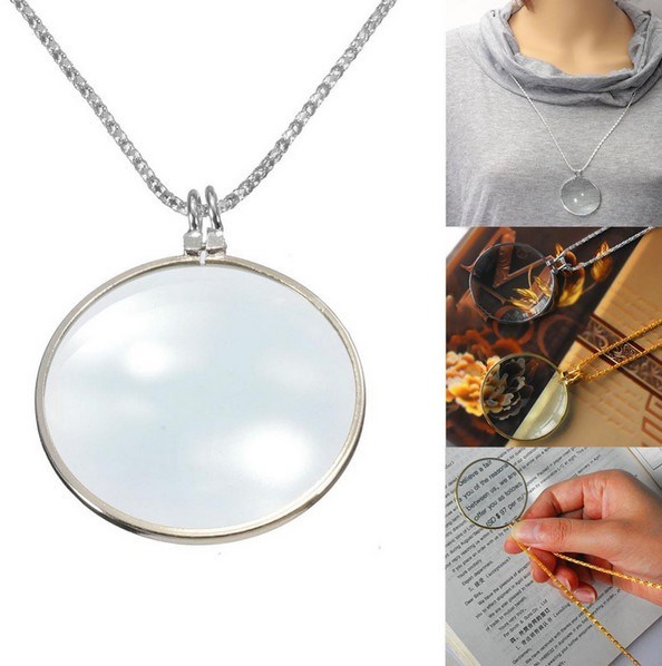 Sales! 5x Vergrootglas Ronde Reading Vergrootglas Lens Hanger Lange Ketting Ketting Vrouwen Mannen Ketting Vergrootglas Ketting