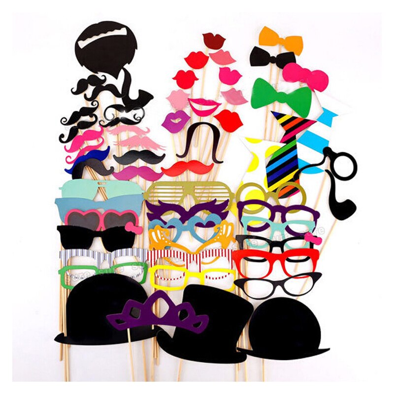 Wedding Photo Booth Props Mask DIY Mr Mrs Bride Groom Photobooth Bridal Shower Decorations Just Married Centerpieces