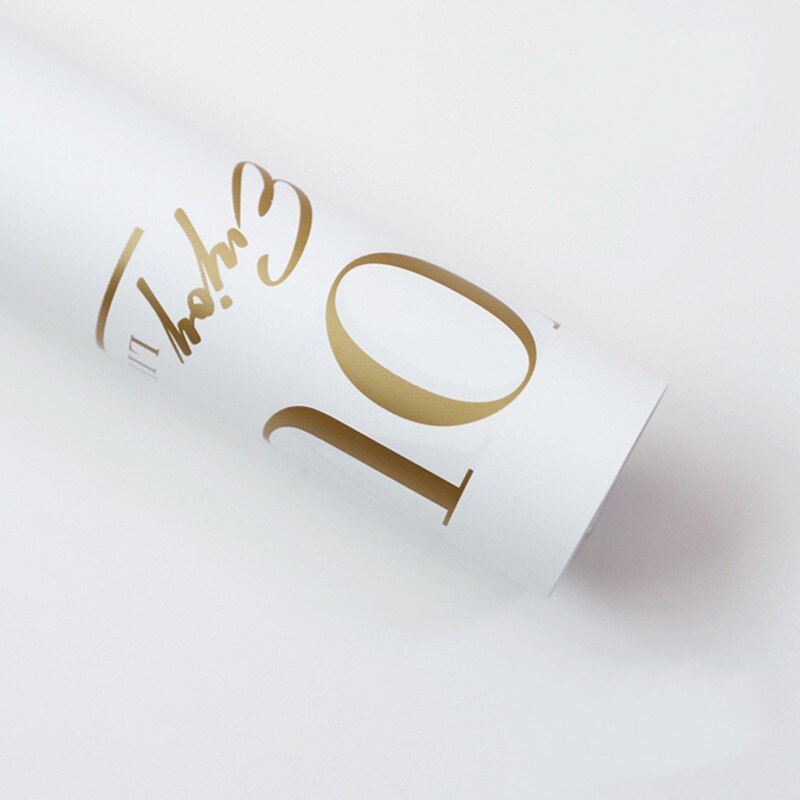 Waterproof Rose Flower Wrapping Paper Valentine's Day Bouquet Wrapping Paper Thickened Wrap Florist Bouquet Wrapping Paper: white and gold