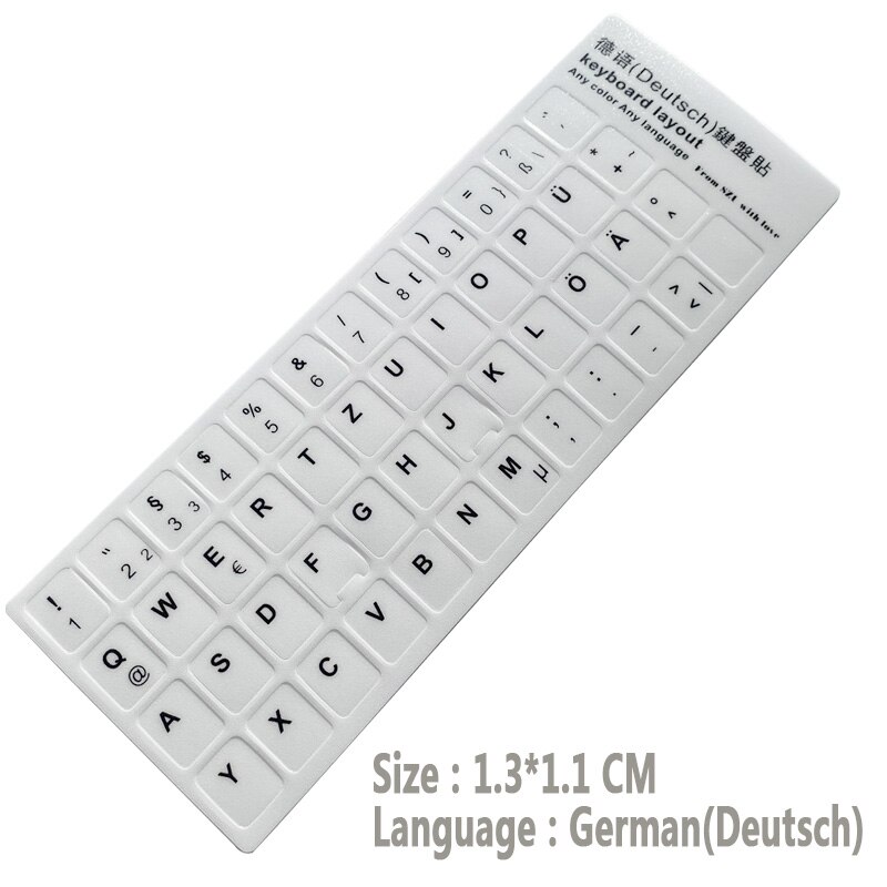 SR German Japanese French 3 Language Keyboard Scrub Smooth Stickers Layout Button Letters for PC Computer Laptop Accessories: German White