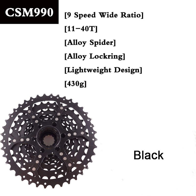 SunRace 9 Speed 11-40T Bicycle CSM990 Cassette MTB Bike Freewheel Adapter Mountain Bike Cassette