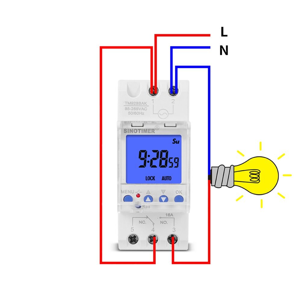 1 Second To 168 Hours Programmable Electronic Time Clock 85-265V Big LCD Backlight Display Timer With Lock Function