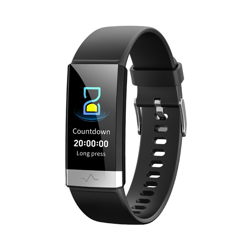 V19 Smart Bracelet ECG+PPG+HRV Heart Rate Monitor Blood Pressure Monitoring Sleep Bluetooth Fitness Tracker Big Led Smart Watch: Black