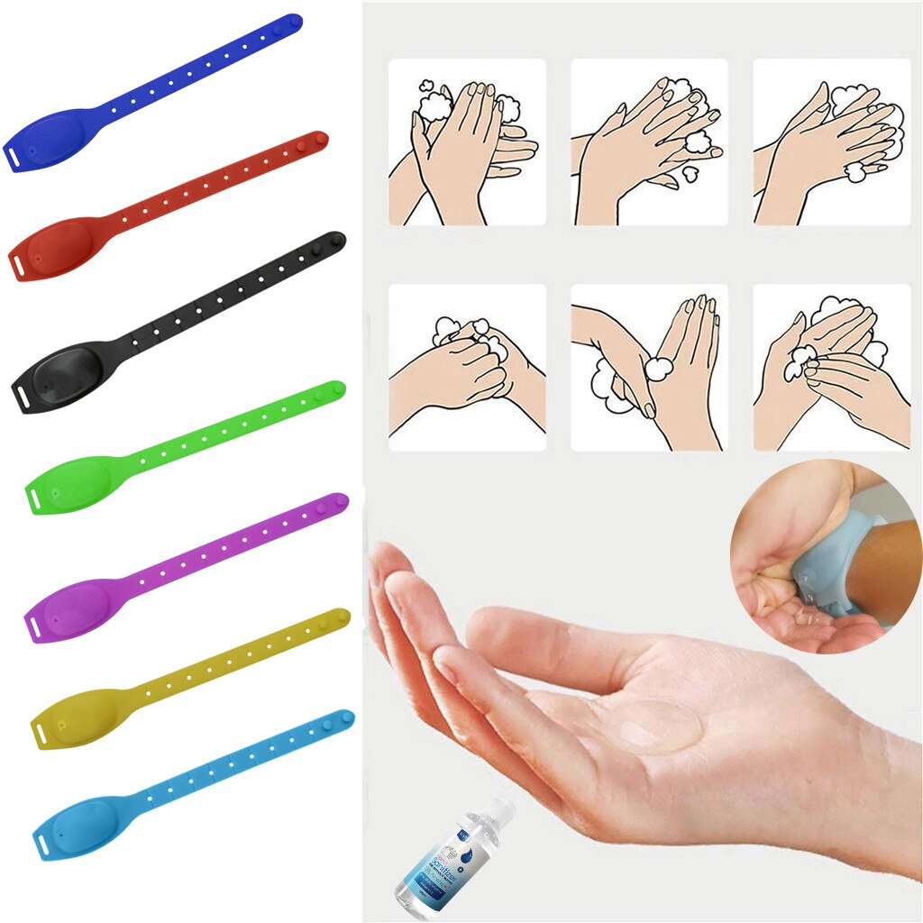 Nuovo 5PC Bambino Adulto Liquido Wristband Mano Dispenser Lavare A Mano Gel Con Tutta La Sanificazione Disinfettante Sub-imballaggio Braccialetto In Silicone