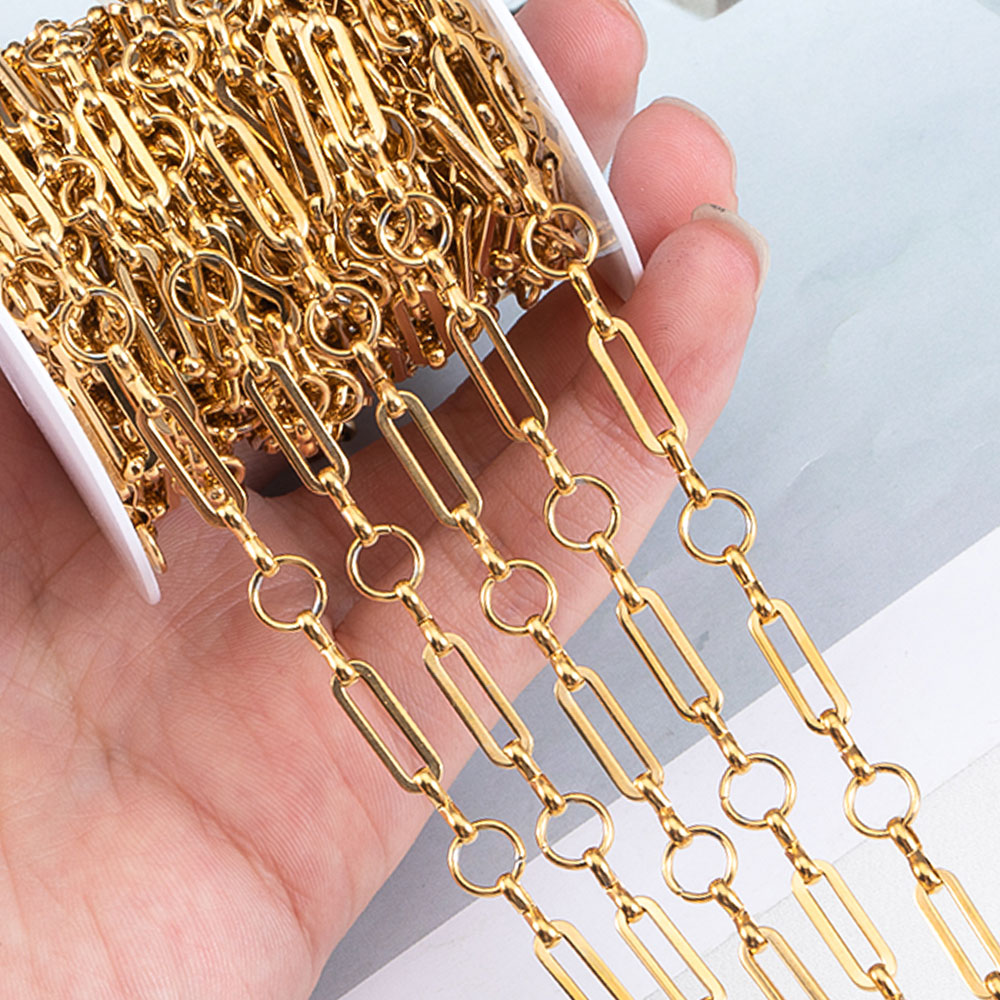 1Meter Stainless Steel Chain Link Long Circular Ring Cross Round Ring Chain for DIY HipHop Punk Jewelry Making Necklace Bracelet