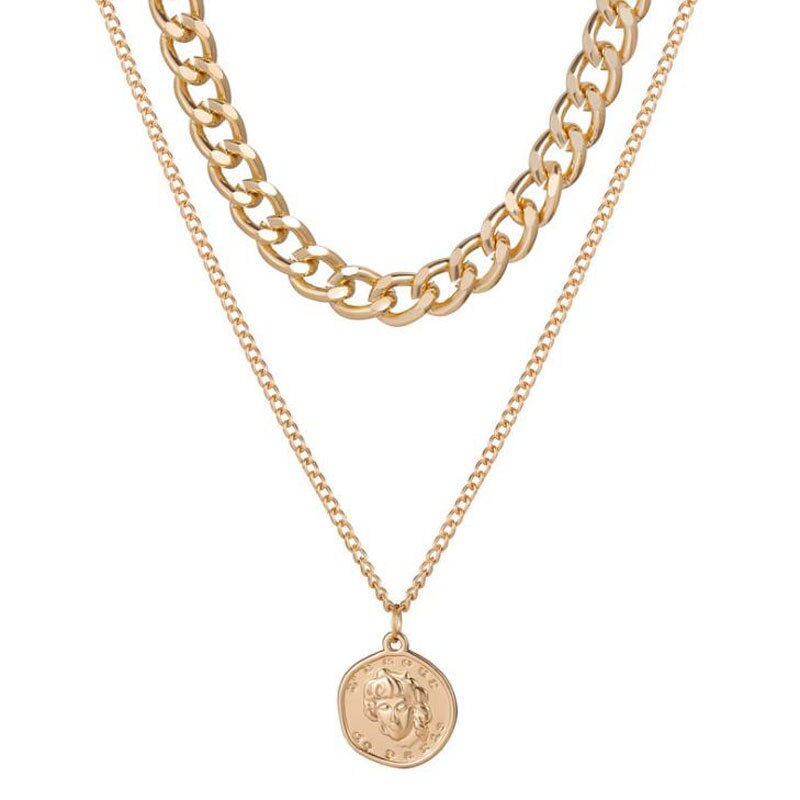 collares de Hip Hop de doble capa de la Reina de la cadena corta de clavícula Cadena de collar para las mujeres gargantilla joyería de