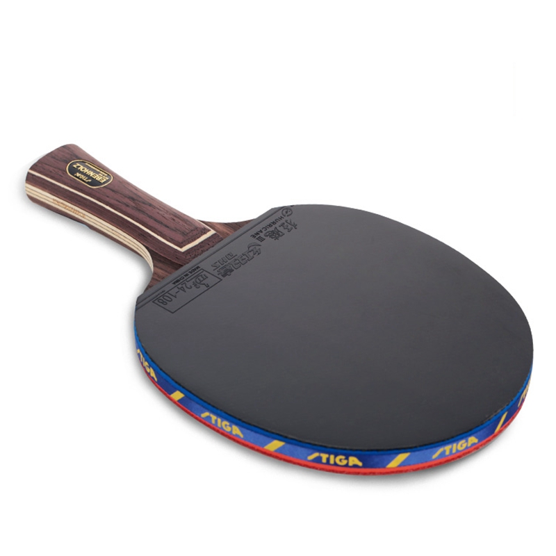 STIGA-Table Tennis Racket with Double Face Pimples in Rubber, Long Handle Ping Pong Bat, Fast Attack, Good Control, NCT 7: Yellow