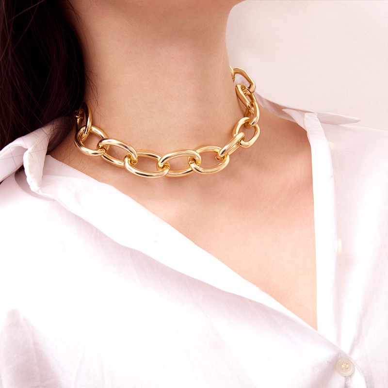 Women's Decorative Jewelry Atmospheric Metal Necklace Gold Silver Delicate Necklace Party Best C02329K1