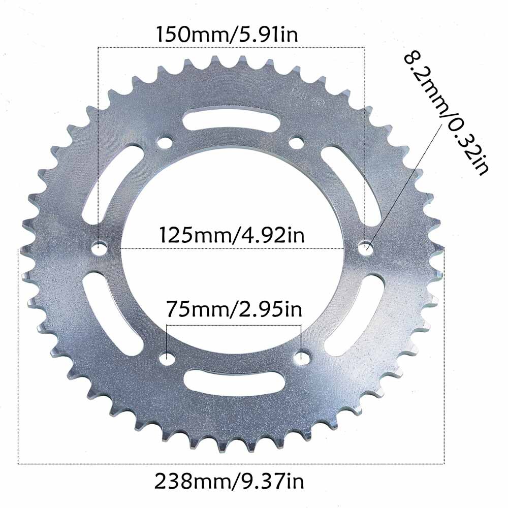 Motorcycle 37T/41T/46T 420/428/520 Chains Sprockets Rear Sprocket Cog For 110/125/140cc ATV Quad Dirt Pit Bike: 520-46T-125MM