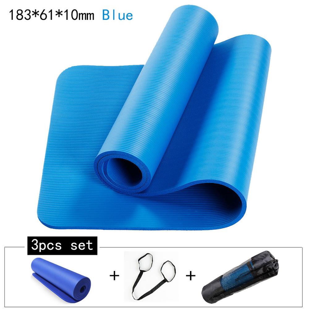 1830*610mm NBR and EVA Environmental Sports Yoga Mat For Beginner Non Slip Massage Mat Solid Color Exercise Gym Mat for Fitness: 3pcs Blue 10mm