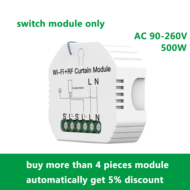 Tuya WiFi Smart Switch RF433 Roller Blind Shutter Curtain Switch Module Voice Control with Remote Works with Google Home Alexa: module
