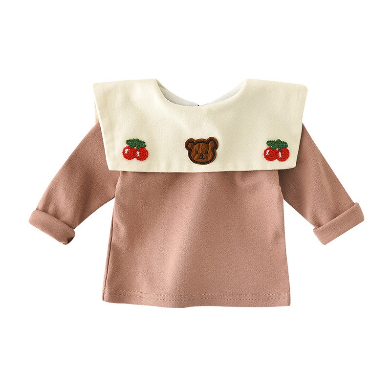 Spring Baby Girls Lapel Collar Long Sleeve Shirt