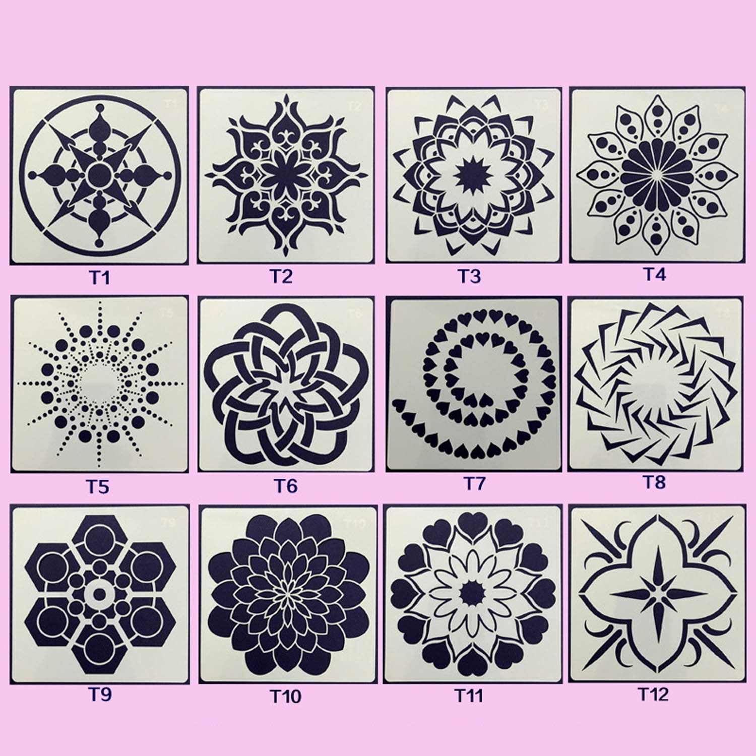 12 stücke Mandala Punktierung Werkzeuge Vorlagen Schablone einstellen für DIY Malerei Zeichnung Ausarbeitung Kunst Handwerk Projekte