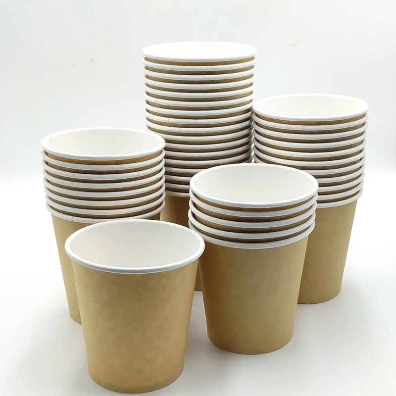 22 Stuks Wit Papier Cups Kraftpapier Cup-Koffie Cups Wegwerp Papier Kopje Melk Kopje Thee Huishouden Drinken feestartikelen 7Oz: Brown