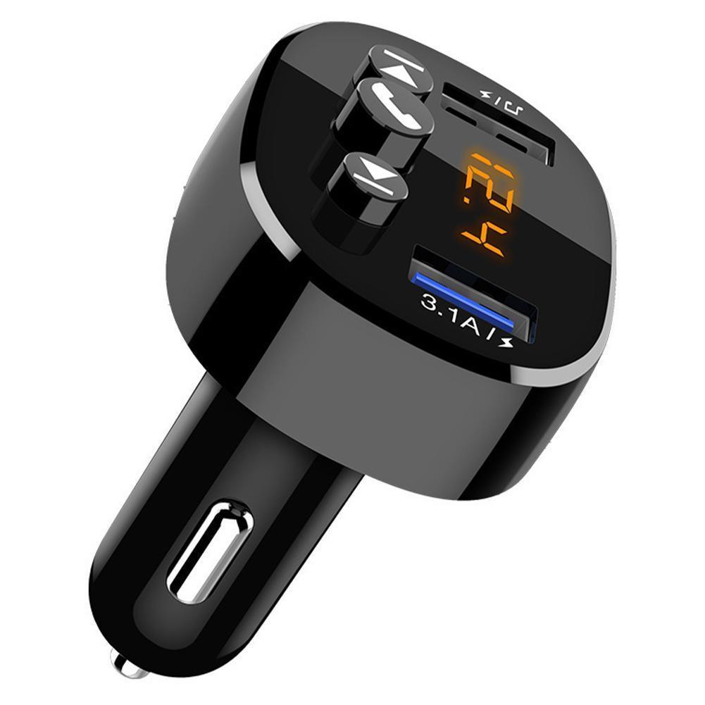 FM Transmitter Handsfree Car Bluetooth 5.0 MP3 Player Cigarette Lighter Wireless Aux Audio Receiver Dual USB Fast Charger Kit