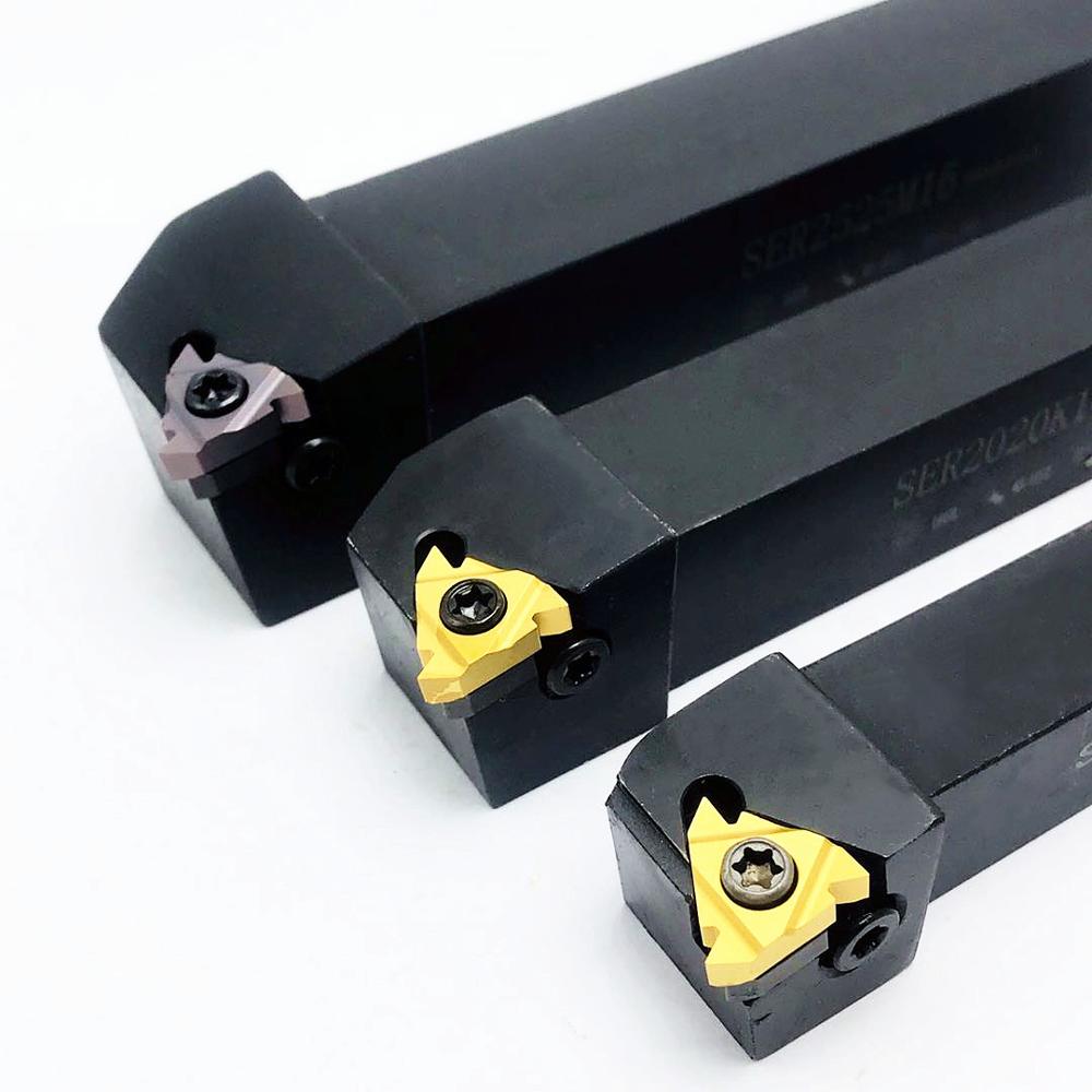 Externe Draad Draaien Gereedschaphouder Ser 1212H16 SER1616H16 SER2020K16 SER2525M16 + 10Pcs Carbide Insert MMT16ER Draaibank Onderdelen Tool
