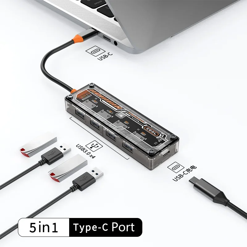Usb c hub 10in1 HUB 4K30Hz Dock Station Type C to HDMI-Compatible PD100W RJ45 Ethernet for MacBook iPad Huawei Sumsang Phone: GRAY