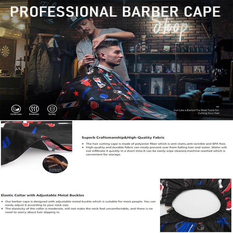 Professionele Kapper Cape Verstelbare Gesp Haar Knippen Cape Met Carbon Kam Neck Duster Borstel & Clips Haar Knippen Capes