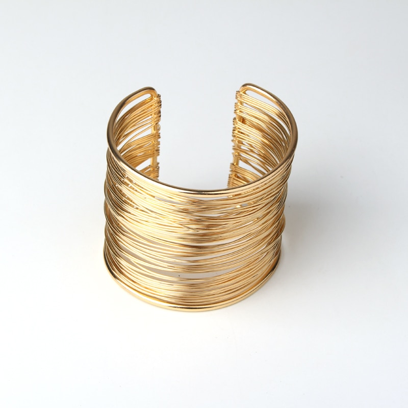 1PC Ethnische Indischen Gold Farbe Öffnen Manschette Armbänder Armreif Für Frauen Männer Vintage Multilayer Aushöhlen Armband Hand Schmuck b5