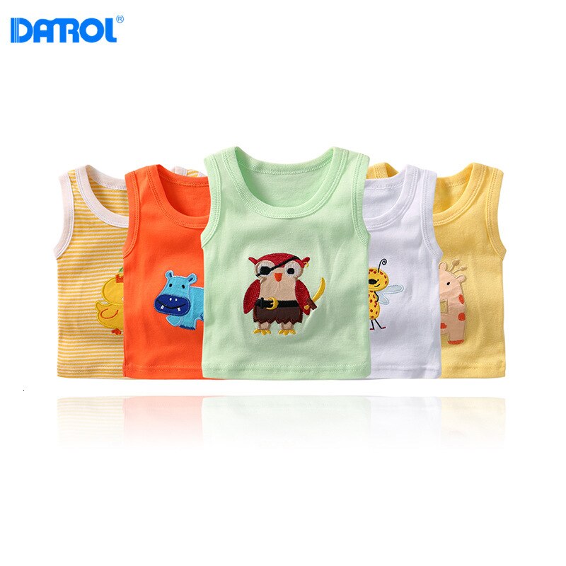 5 PCS Baumwolle Cartoon Bestickte Baby Weste Baby Kleidung Sommer Set: random for boys / 24M