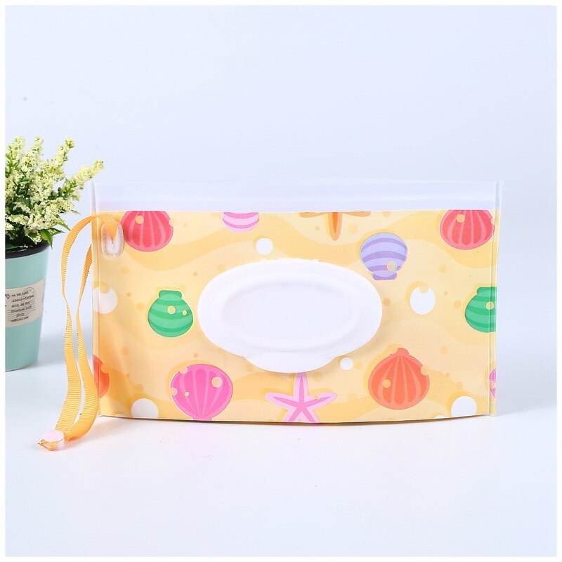 Clutch and Clean Wipes Carrying Case Eco-friendly Wet Wipes Bag Clamshell Cosmetic Pouch Easy Carry Snap Strap Wipes Container