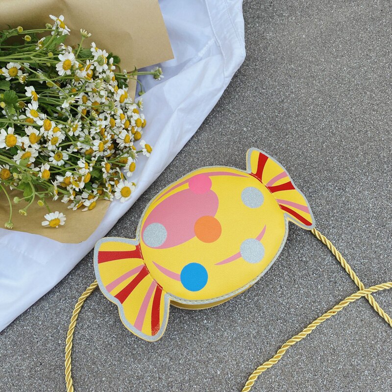 bolso bandolera a la con forma de caramelo para niños y niñas, bolso de hombro a la para de viaje: Amarillo