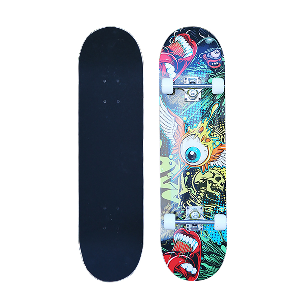 Maple Skateboard Adult Children Four-Wheel Aluminum Alloy Double Tilt Skateboard Sticker Pattern Long Board Teenager: 03