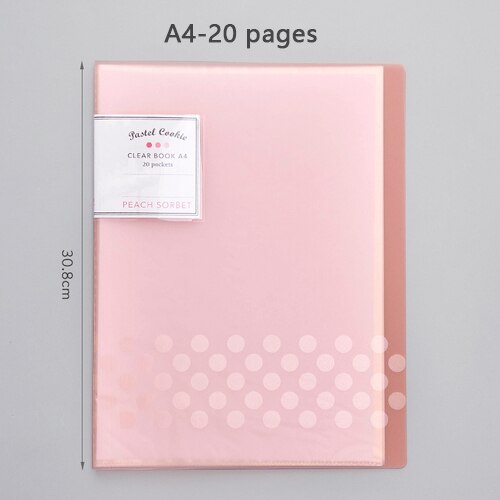 A4 multi-layer folder test paper storage school office supplies information book finishing paper files folder for documents: Pink-20 pages