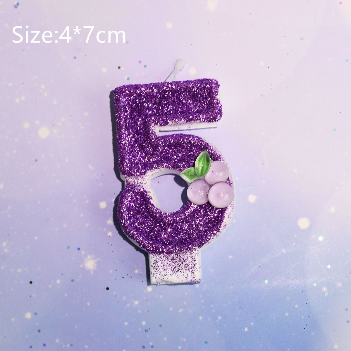 Happy Birthday Child Fruits Purple Grape Candles For Girl Number 0-9 Cake Topper Wedding Decoration Anniversary Party Supplies: 5 Pink
