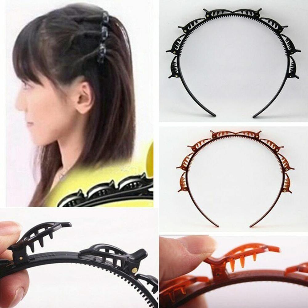 Accesorios para el cabello con doble flequillo, diademas de doble capa, horquilla para peinado