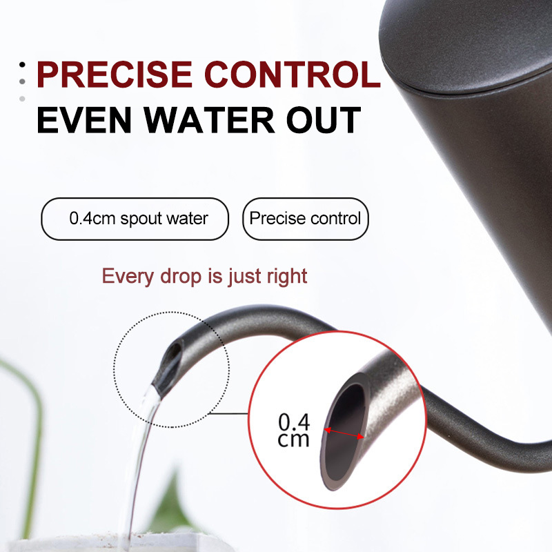 304 edelstahl-kaffeekanne mit langem, schmalem ausguss, tropfkessel, manuelle filterkaffeemaschine, teekanne 250ml/350ml/600ml mit deckel