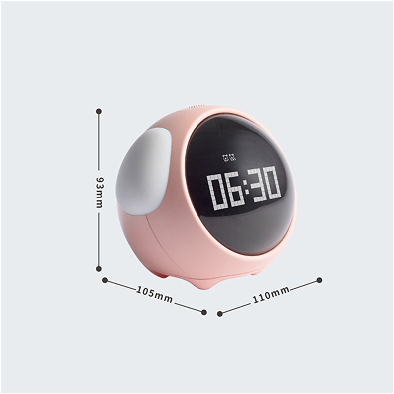 Kids Alarm Clock Cute Pixel Expression Clock Led Night Light Electronic Digital Wake Up Snooze Voice Control Table Clock