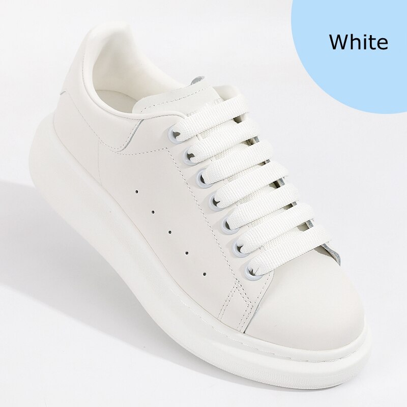 1 para tęczowe sznurowadła MCQ klasyczne codzienne białe buty płaskie sznurowadła precyzyjne tkactwo Unisex Gradient Shoelace: White / 100 cm