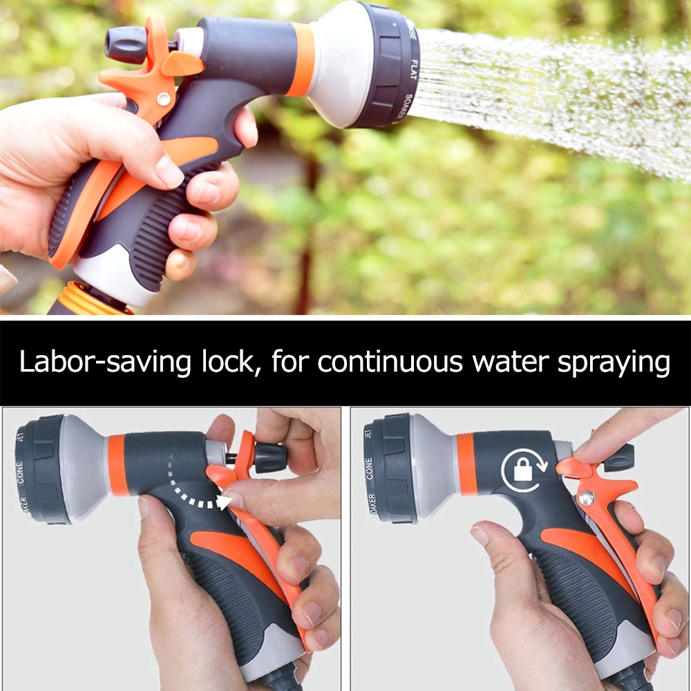 8 Spray Patterns High Pressure Car Washer Garden Hose Nozzle Hand Sprayer Sprinkler Flowers Watering Pet Shower Lawn Irrigation