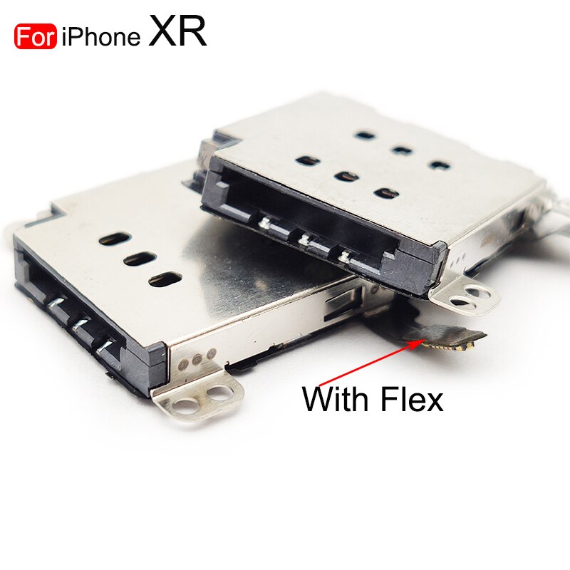 Aocarmo For iPhone X XR XS 11 12 Pro Max Sim Card Tray Socket Slot Adapter Connector Reader Holder Flex Cable Replacement Parts