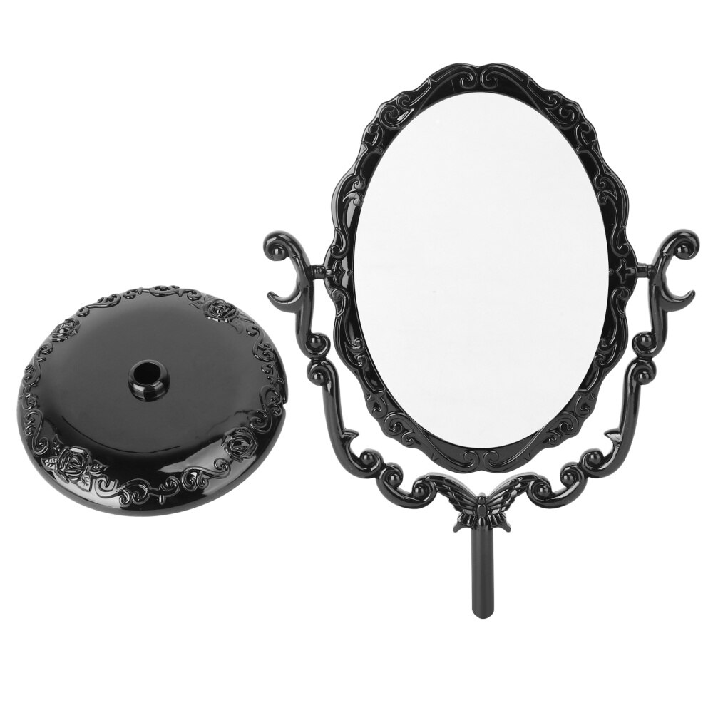 Miroir de maquillage gothique Vintage, Table de bureau, rotatif, Rose, cosmétique, miroir latéral (noir)