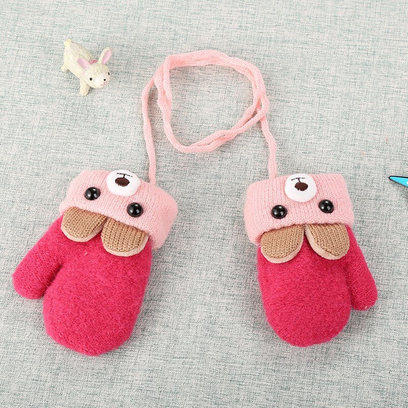 Niedlichen Karikatur Bär Baby Handschuhe Winter Gestrickte Wolle Säuglinge Fäustlinge Thicke warm Volle Seil Handschuhe Für Mädchen Jungen: 1paar rot