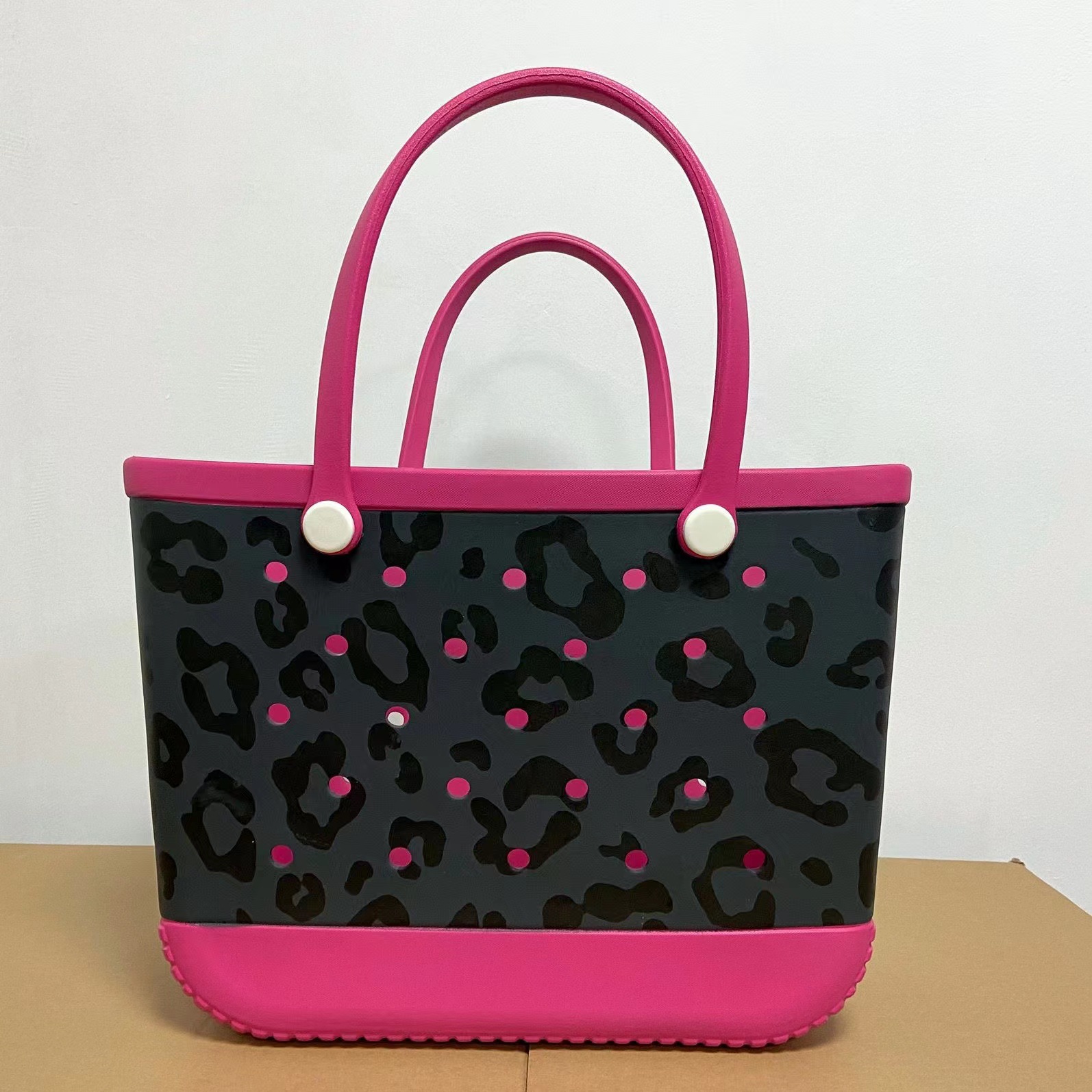 Cesta para exteriores, bolsa para mascotas, bolsa grande con agujero de EVA, bolsa de almacenamiento para playa, bolso de hombro con filtro de agua hueco impreso de gran capacidad: YELLOW