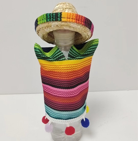 1 Mini sombrero de paja mexicano, sombrero para botella de vino tinto, sombrero tejido Natural, sombrero de paja pequeño para , accesorio para muñeca, suministros para mesa de comedor y: Verde militar