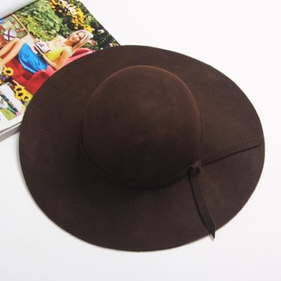 ¡Novedad! Sombrero Pillbox YIFEI, bombín Fedora sombrero de fieltro de ala ancha para mujer, gorra con lazo flexible para el sol, sombrero grande para mujer, 10 colores para exteriores: coffee