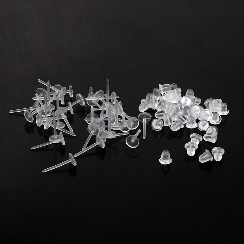 50 Invisible Earrings Hypoallergenic Earrings Replacement Transparent Plastic Piercing Retainer Earring Accessories Clogging