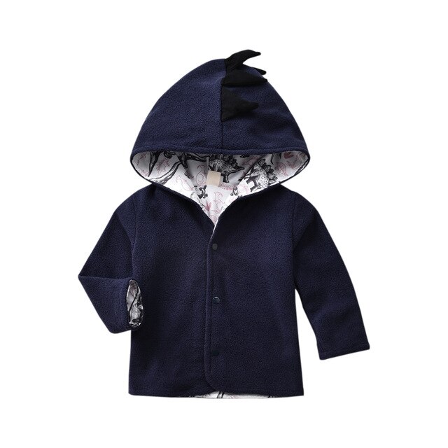 Baby Jongens Zachte Fluwelen Katoenen Jassen Leuke Cartoon Herfst Winter Kleding Kid Peuter Infant Dinosaurus Hoodie Lange Mouwen Jas: Blauw / 5T
