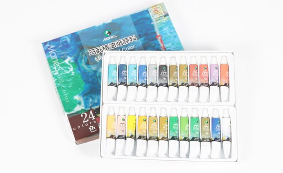 Professionele 12/18/24 kleuren 12 ml elke buis Olie kleur schilderen pigment kleuren schilderij tekening pigmenten art set levert AOA013: 24