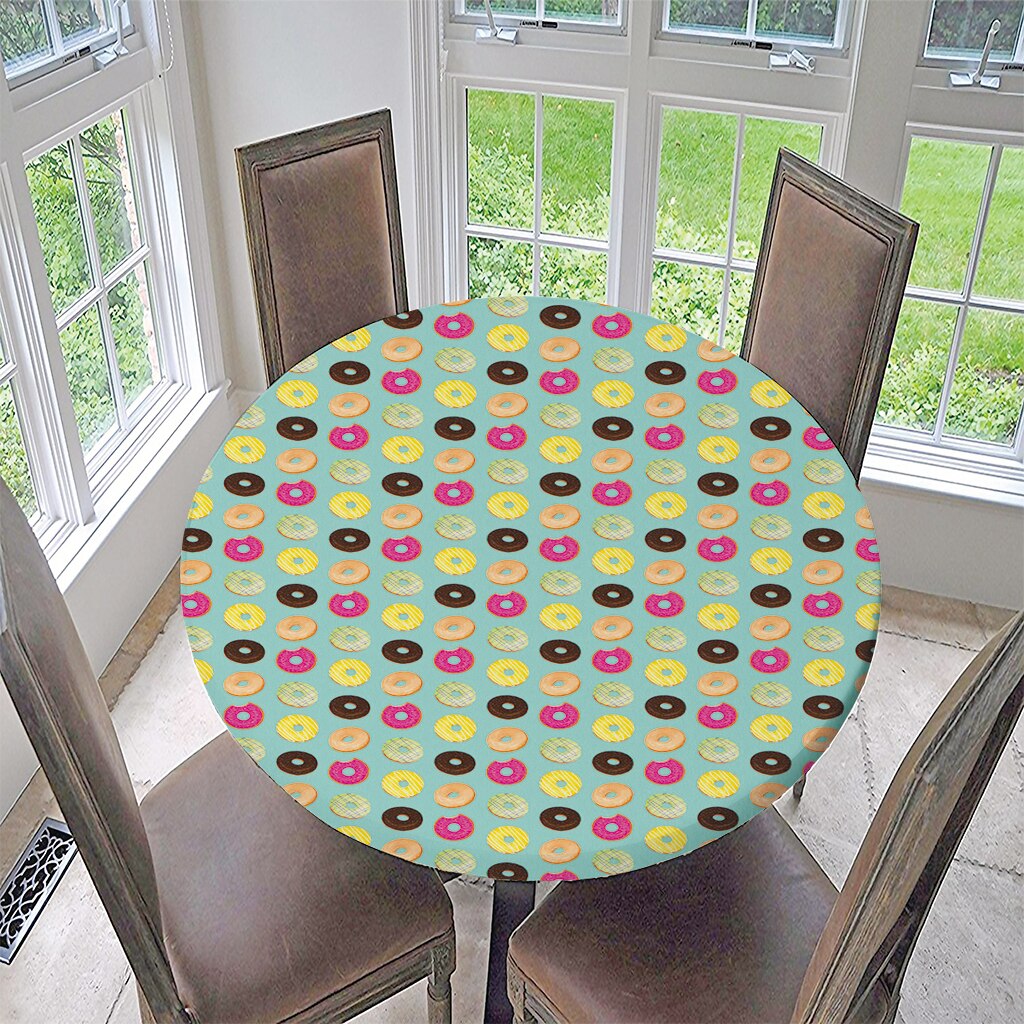 Couverture de Table ronde élastique | Imperméable, antidérapante, nappe de Table à motif classique: G - 120cm (48 Inch)