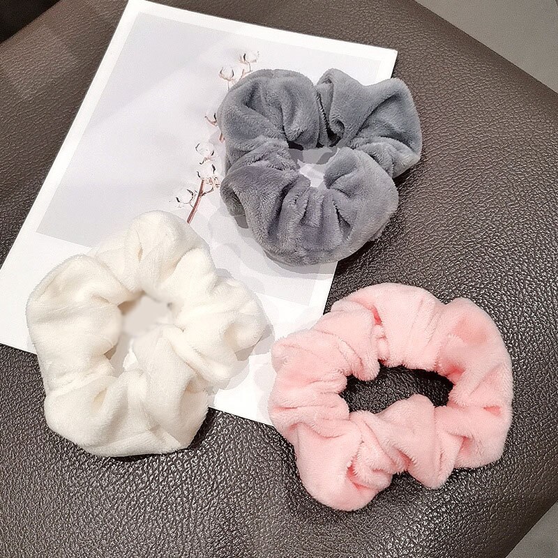 Warm Soft Hair Scrunchies Furry Elastic Hair Band Women Girls Ponytail Holder Hair Rubber Band Hair Ties Hair Accessories