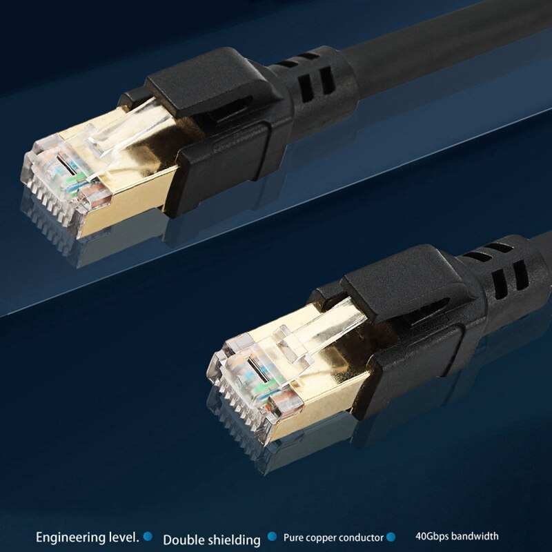Cat8 Ethernet Cable 40Gbps Compatible Cat6e Anti Shielding 26AWG Gold Plated RJ45 Connector For Router Switch