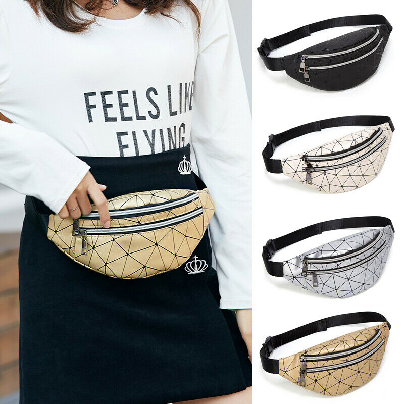 Women's Waist Bag PU Leather Waterproof Hip Hop Fanny Pack Outdoor Purse Belt Bag